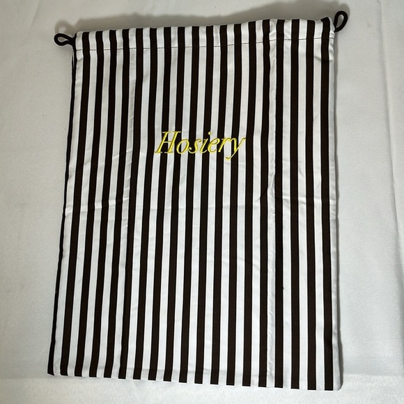 Henri Bendel Hosiery/Dust Bag - 12x16 drawstring dark brown & white stripe - Picture 4 of 8